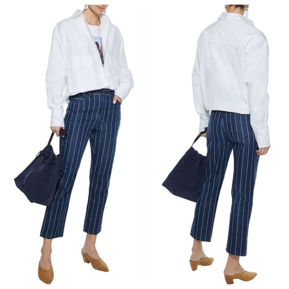 NWOT Current/Elliot The Vintage Cropped Striped High-Rise Slim Straight Jeans 26 - Picture 2 of 8